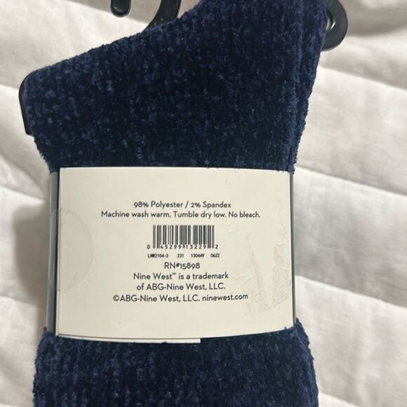 Nine West Ladies 3 Pk Chenille Boot Socks Navy Ivory Pink Green Brown Stripe - Picture 4 of 7